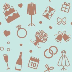 Vector seamless pattern with wedding related symbols 2
