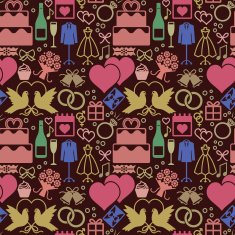 Colorful vintage vector wedding related seamless pattern background