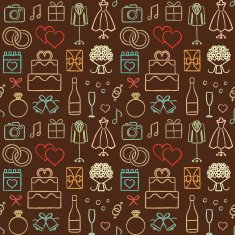 Colorful hand drawn vector wedding related seamless pattern background