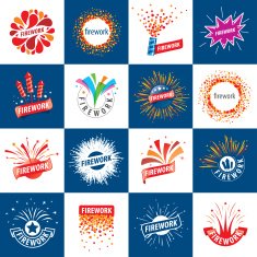 set of vector icons for fireworks N2