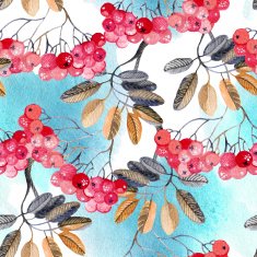 Watercolor rowan berry background