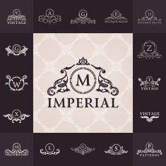 Luxury vintage logos set Calligraphic emblems and elements