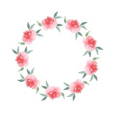 Branch of Roses Watercolor floral round frame 02