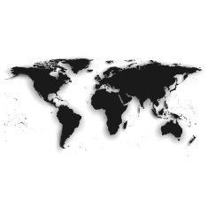Detailed silhouette of black world map vector illustration