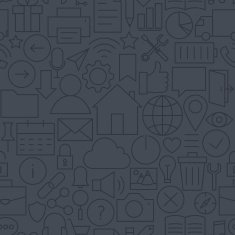 Thin Line Website Mobile User Interface Dark Seamless Pattern