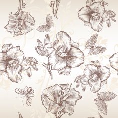 Vector seamless wallpaper pattern with lily flowers