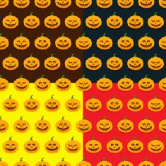 Set of seamless patterns with pumpkins for Halloween N4