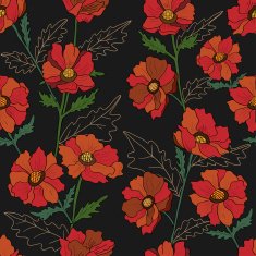 Seamless pattern with red poppies