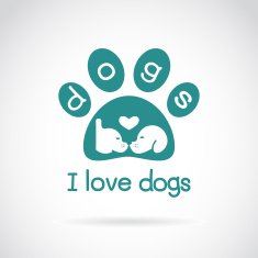 Vector image of an dog head design and spoor
