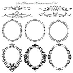Set of Vintage ornamental borders and frames