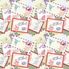 Seamless pattern with xmas stamps envelops labels cards