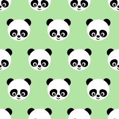 Panda seamless pattern on light green background