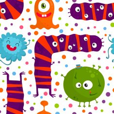 Bright monsters isolated on white seamless pattern N2