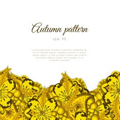 Autumn pattern abstract doodle seamless border with place for text N2
