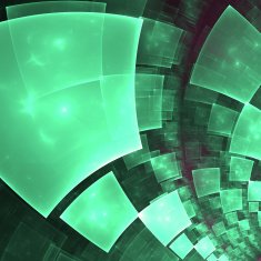 Abstract composition with circular checkered pattern