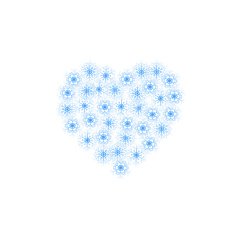 Vector postcard with heart and snowflakes