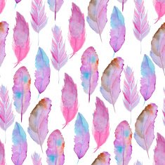 Watercolor pattern with feathers N2