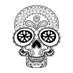 Hand drawn Skull in zentangle style tribal totem for tattoo N2