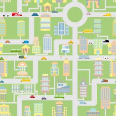City seamless pattern Modern metropolis with buildings N2