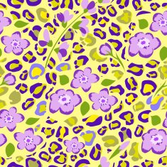 Animal flower seamless pattern Leopard skin and flowers background