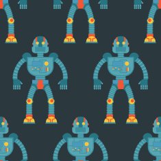 Robot seamless pattern Background of technological machines wit N2