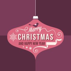 Purple Christmas Card with Stylized Ornaments