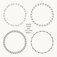 Hand drawn round frame and pattern brush set N2