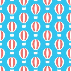 Seamless pattern with flying hot air balloon