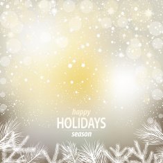 Holiday greeting card with Conifer branches