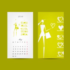 Calendar 2016 grid Fashion girls design N4