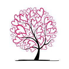Valentine tree love leaf from hearts