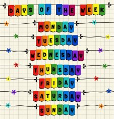 Days of the week - cartoon template N2