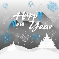 Happy New Year greeting card in winter background