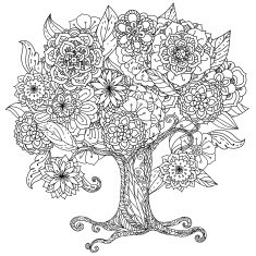 Circle orient floral black and white