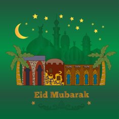 Illustration with Eid Mubarak concepts