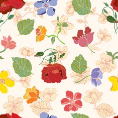 Seamless floral design with colorful flowers