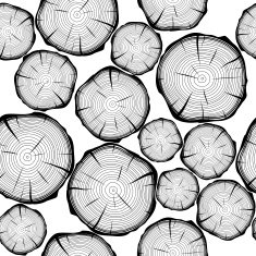 Seamless pattern with tree rings Vector background