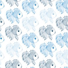 Blue fish on white background vector seamless pattern N6
