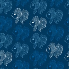 seamless pattern with fish on blue background N6