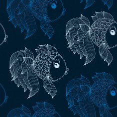 seamless pattern with fish on blue background N9