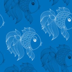 seamless pattern with fish on blue background N10