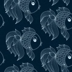 seamless pattern with fish on blue background N11