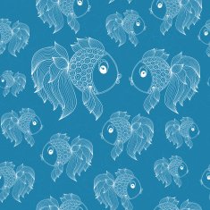 seamless pattern with fish on blue background N13