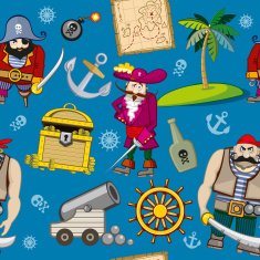 Cartoon pirates seamless pattern background