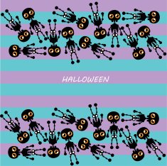 Small skeletons on violet and blue stripes