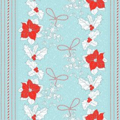 Seamless pattern with poinsettia flowers mistletoe and holly