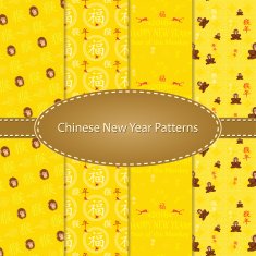 Cute seamless pattern set for Chinese New Year