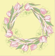 Wreath with pink white tulips
