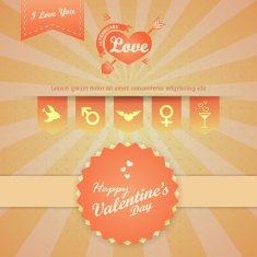 Happy Valentine's Day - vector retro vintage design background