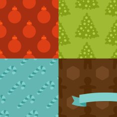 Set of Merry Christmas and Happy New Year seamless patterns